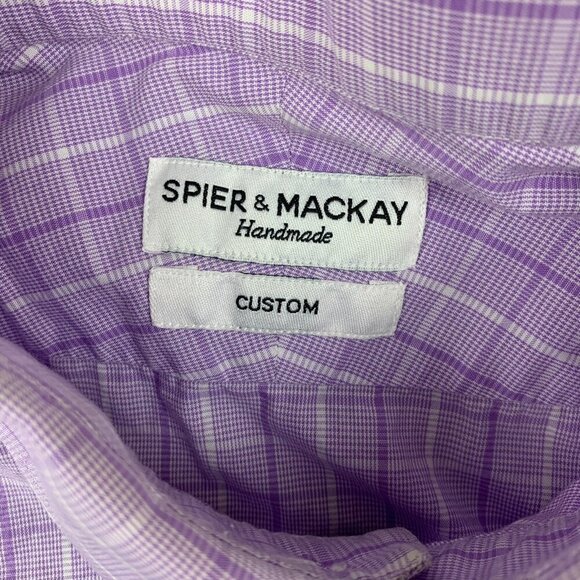 Spier & Mackay Mens Shirt XL Purple Plaid Button Up Long Sleeve Handmade Custom - Picture 3 of 7